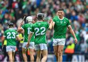 23 July 2023; Limerick players Graeme Mulcahy, left, and Gearóid Hegarty after the GAA Hurling All-Ireland Senior Championship final match between Kilkenny and Limerick at Croke Park in Dublin. Photo by Sam Barnes/Sportsfile