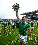 23 July 2023; Barry Nash of Limerick celebrates after the GAA Hurling All-Ireland Senior Championship final match between Kilkenny and Limerick at Croke Park in Dublin. Photo by David Fitzgerald/Sportsfile