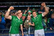 23 July 2023; Peter Casey, left, and Mike Casey of Limerick celebrate with the Liam MacCarthy Cup after the GAA Hurling All-Ireland Senior Championship final match between Kilkenny and Limerick at Croke Park in Dublin. Photo by Ramsey Cardy/Sportsfile