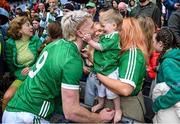 23 July 2023; Cian Lynch of Limerick with his nephew Ché after the GAA Hurling All-Ireland Senior Championship final match between Kilkenny and Limerick at Croke Park in Dublin. Photo by David Fitzgerald/Sportsfile