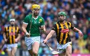 23 July 2023; Séamus Flanagan of Limerick in action against Tommy Walsh of Kilkenny during the GAA Hurling All-Ireland Senior Championship final match between Kilkenny and Limerick at Croke Park in Dublin. Photo by Piaras Ó Mídheach/Sportsfile