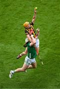 23 July 2023; Richie Reid of Kilkenny in action against Cian Lynch of Limerick during the GAA Hurling All-Ireland Senior Championship final match between Kilkenny and Limerick at Croke Park in Dublin. Photo by Daire Brennan/Sportsfile