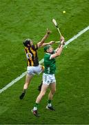 23 July 2023; William O'Donoghue of Limerick in action against Tom Phelan of Kilkenny during the GAA Hurling All-Ireland Senior Championship final match between Kilkenny and Limerick at Croke Park in Dublin. Photo by Daire Brennan/Sportsfile