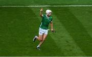 23 July 2023; Aaron Gillane of Limerick celebrates a second half point during the GAA Hurling All-Ireland Senior Championship final match between Kilkenny and Limerick at Croke Park in Dublin. Photo by Daire Brennan/Sportsfile