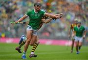 23 July 2023; Gearóid Hegarty of Limerick in action against TJ Reid of Kilkenny during the GAA Hurling All-Ireland Senior Championship final match between Kilkenny and Limerick at Croke Park in Dublin. Photo by Sam Barnes/Sportsfile