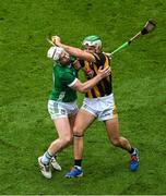 23 July 2023; Paddy Deegan of Kilkenny in action against Cian Lynch of Limerick during the GAA Hurling All-Ireland Senior Championship final match between Kilkenny and Limerick at Croke Park in Dublin. Photo by Daire Brennan/Sportsfile