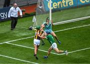 23 July 2023; Alan Murphy of Kilkenny is tackled by David Reidy of Limerick during the GAA Hurling All-Ireland Senior Championship final match between Kilkenny and Limerick at Croke Park in Dublin. Photo by Daire Brennan/Sportsfile