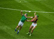 23 July 2023; Mike Casey of Limerick in action against Eoin Cody of Kilkenny during the GAA Hurling All-Ireland Senior Championship final match between Kilkenny and Limerick at Croke Park in Dublin. Photo by Daire Brennan/Sportsfile
