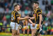 23 July 2023; Richie Hogan, left, and TJ Reid of Kilkenny after their side's defeat in the GAA Hurling All-Ireland Senior Championship final match between Kilkenny and Limerick at Croke Park in Dublin. Photo by Brendan Moran/Sportsfile