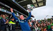 23 July 2023; Limerick manager John Kiely lifts the Liam MacCarthy Cup after the GAA Hurling All-Ireland Senior Championship final match between Kilkenny and Limerick at Croke Park in Dublin. Photo by Ray McManus/Sportsfile