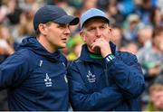 23 July 2023; Limerick manager John Kiely, right, and selector Paul Kinnerk during the GAA Hurling All-Ireland Senior Championship final match between Kilkenny and Limerick at Croke Park in Dublin. Photo by Ramsey Cardy/Sportsfile