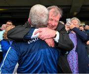 23 July 2023; Limerick manager John Kiely celebrates with businessman JP McManus after the GAA Hurling All-Ireland Senior Championship final match between Kilkenny and Limerick at Croke Park in Dublin. Photo by Ray McManus/Sportsfile