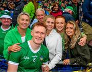 23 July 2023; William O'Donoghue of Limerick with family and girlfriend Gemma Cowen, right, after the GAA Hurling All-Ireland Senior Championship final match between Kilkenny and Limerick at Croke Park in Dublin. Photo by Ray McManus/Sportsfile