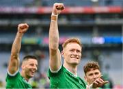 23 July 2023; William O'Donoghue of Limerick celebrates after his side's victory in the GAA Hurling All-Ireland Senior Championship final match between Kilkenny and Limerick at Croke Park in Dublin. Photo by Piaras Ó Mídheach/Sportsfile