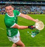 23 July 2023; Darragh O'Donovan of Limerick with the Liam MacCarthy Cup after the GAA Hurling All-Ireland Senior Championship final match between Kilkenny and Limerick at Croke Park in Dublin. Photo by Ray McManus/Sportsfile
