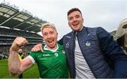 23 July 2023; Cian Lynch, left, and Declan Hannon of Limerick after the GAA Hurling All-Ireland Senior Championship final match between Kilkenny and Limerick at Croke Park in Dublin. Photo by Ramsey Cardy/Sportsfile