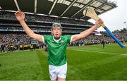 23 July 2023; Diarmaid Byrnes of Limerick celebrates after the GAA Hurling All-Ireland Senior Championship final match between Kilkenny and Limerick at Croke Park in Dublin. Photo by Ramsey Cardy/Sportsfile