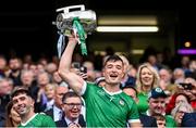 23 July 2023; Kyle Hayes of Limerick lifts the Liam MacCarthy Cup after the GAA Hurling All-Ireland Senior Championship final match between Kilkenny and Limerick at Croke Park in Dublin. Photo by Ramsey Cardy/Sportsfile