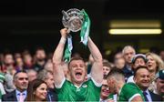 23 July 2023; Peter Casey of Limerick lifts the Liam MacCarthy Cup after the GAA Hurling All-Ireland Senior Championship final match between Kilkenny and Limerick at Croke Park in Dublin. Photo by Ramsey Cardy/Sportsfile