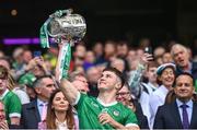 23 July 2023; Adam English of Limerick lifts the Liam MacCarthy Cup after the GAA Hurling All-Ireland Senior Championship final match between Kilkenny and Limerick at Croke Park in Dublin. Photo by Ramsey Cardy/Sportsfile