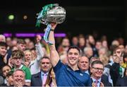 23 July 2023; Sean Finn of Limerick lifts the Liam MacCarthy Cup after the GAA Hurling All-Ireland Senior Championship final match between Kilkenny and Limerick at Croke Park in Dublin. Photo by Ramsey Cardy/Sportsfile