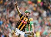 23 July 2023; Eoin Cody of Kilkenny celebrates after scoring his side's first goal during the GAA Hurling All-Ireland Senior Championship final match between Kilkenny and Limerick at Croke Park in Dublin. Photo by Sam Barnes/Sportsfile