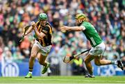 23 July 2023; Eoin Cody of Kilkenny in action against Dan Morrissey of Limerick during the GAA Hurling All-Ireland Senior Championship final match between Kilkenny and Limerick at Croke Park in Dublin. Photo by Sam Barnes/Sportsfile