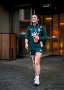 24 July 2023; Marissa Sheva departs the team hotel for a Republic of Ireland training session at Dorrien Gardens in Perth, Australia, ahead of their second Group B match of the FIFA Women's World Cup 2023, against Canada. Photo by Stephen McCarthy/Sportsfile