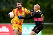 24 July 2023; Alejandro Gonzalez Rincon of Catalonia and Luc Blondeau of Neustrie during day one of the FRS Recruitment GAA World Games 2023 at the Owenbeg Centre of Excellence in Dungiven, Derry. Photo by Ramsey Cardy/Sportsfile