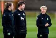 24 July 2023; Manager Vera Pauw with asssitant manager Tom Elmes and StatSports analyst Niamh McDaid, left, during a Republic of Ireland training session at Dorrien Gardens in Perth, Australia, ahead of their second Group B match of the FIFA Women's World Cup 2023, against Canada. Photo by Stephen McCarthy/Sportsfile