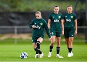 24 July 2023; Izzy Atkinson with Abbie Larkin and Katie McCabe, right, during a Republic of Ireland training session at Dorrien Gardens in Perth, Australia, ahead of their second Group B match of the FIFA Women's World Cup 2023, against Canada. Photo by Stephen McCarthy/Sportsfile