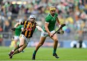 23 July 2023; Cathal O'Neill of Limerick in action against TJ Reid of Kilkenny during the GAA Hurling All-Ireland Senior Championship final match between Kilkenny and Limerick at Croke Park in Dublin. Photo by Sam Barnes/Sportsfile