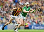 23 July 2023; Cian Lynch of Limerick in action against Tom Phelan of Kilkenny during the GAA Hurling All-Ireland Senior Championship final match between Kilkenny and Limerick at Croke Park in Dublin. Photo by Sam Barnes/Sportsfile