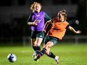 24 July 2023; Chloe Mustaki and Amber Barrett, left, during a Republic of Ireland training session at Dorrien Gardens in Perth, Australia, ahead of their second Group B match of the FIFA Women's World Cup 2023, against Canada. Photo by Stephen McCarthy/Sportsfile