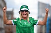 24 July 2023; Laura Keogh from St Mary's Park during the homecoming celebrations of the Limerick All-Ireland Senior Hurling Champions at Pery Square in Limerick. Photo by David Fitzgerald/Sportsfile