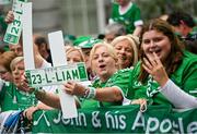 24 July 2023; Limerick supporter Bridget Mullins, centre, during the homecoming celebrations of the Limerick All-Ireland Senior Hurling Champions at Pery Square in Limerick. Photo by David Fitzgerald/Sportsfile
