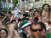 24 July 2023; Young Limerick supporter during the homecoming celebrations of the Limerick All-Ireland Senior Hurling Champions at Pery Square in Limerick. Photo by David Fitzgerald/Sportsfile