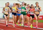 24 July 2023; Clodagh Gill of Ireland, centre, while competing in the girls 3000m Final during day one of the 2023 Summer European Youth Olympic Festival at the Poljane Athletics Stadium in Maribor, Slovenia. Photo by Tyler Miller/Sportsfile