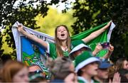 24 July 2023; Limerick supporter during the homecoming celebrations of the Limerick All-Ireland Senior Hurling Champions at Pery Square in Limerick. Photo by David Fitzgerald/Sportsfile