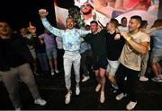 24 July 2023; 23 July 2023; Players, from left, Cian Lynch, Declan Hannon, William O'Donoghue and Dan Morrissey during the homecoming celebrations of the Limerick All-Ireland Senior Hurling Champions at Pery Square in Limerick. Photo by David Fitzgerald/Sportsfile