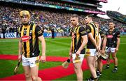 23 July 2023; Kilkenny players, from left, Richie Reid, Tommy Walsh and Huw Lawlor before the GAA Hurling All-Ireland Senior Championship final match between Kilkenny and Limerick at Croke Park in Dublin. Photo by Brendan Moran/Sportsfile