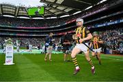 23 July 2023; TJ Reid of Kilkenny runs past the Liam MacCarthy cup as he runs on the pitch before the GAA Hurling All-Ireland Senior Championship final match between Kilkenny and Limerick at Croke Park in Dublin. Photo by Brendan Moran/Sportsfile