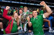 23 July 2023; Mike Casey of Limerick celebrates after the GAA Hurling All-Ireland Senior Championship final match between Kilkenny and Limerick at Croke Park in Dublin. Photo by Ramsey Cardy/Sportsfile