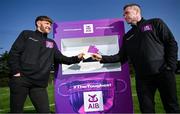 25 July 2023; Former Kerry footballer Barry John Keane, left, and former Dublin footballer Paddy Andrews at the launch of an All-Ireland final ticket giveaway from AIB. The giveaway will take place in both Kerry and Dublin respectively in the lead up to Sunday’s much anticipated GAA All-Ireland Senior Football Championship Final. As part of the activation AIB will place a bespoke automated ticket machine in the Killarney Outlet Centre and Liffey Valley Shopping Centre on Friday, July 28th  and Saturday, July 29th respectively this week, giving fans the opportunity to win GAA related prizes, including the ultimate prize, a ticket to the All-Ireland Final on Sunday. For updates on the match, exclusive content and behind the scenes action from the Football Championship, follow AIB GAA on Facebook, Twitter and Instagram. Photo by Brendan Moran/Sportsfile