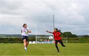 25 July 2023; Action from the match between Cairde Khmer Cambodia and Heartland during day two of the FRS Recruitment GAA World Games 2023 at the Owenbeg Centre of Excellence in Dungiven, Derry. Photo by Ramsey Cardy/Sportsfile