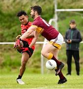 25 July 2023; Tep Chorvorn of Cairde Khmer Cambodia and Maxton Brooke Milner of Cuenca del Plata during day two of the FRS Recruitment GAA World Games 2023 at the Owenbeg Centre of Excellence in Dungiven, Derry. Photo by Ramsey Cardy/Sportsfile