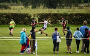 25 July 2023; Jeremy Charrier of France Red Development scores a goal against Éire Óg San Fransisco during day two of the FRS Recruitment GAA World Games 2023 at the Owenbeg Centre of Excellence in Dungiven, Derry. Photo by Ramsey Cardy/Sportsfile