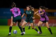 25 July 2023; Abbie Larkin is tackled by Marissa Sheva, right, during a Republic of Ireland training session at Dorrien Gardens in Perth, Australia, ahead of their second Group B match of the FIFA Women's World Cup 2023, against Canada. Photo by Stephen McCarthy/Sportsfile