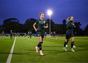 25 July 2023; Claire O'Riordan and Diane Caldwell, right, during a Republic of Ireland training session at Dorrien Gardens in Perth, Australia, ahead of their second Group B match of the FIFA Women's World Cup 2023, against Canada. Photo by Stephen McCarthy/Sportsfile