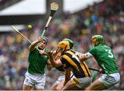 23 July 2023; Mike Casey of Limerick in action against Eoin Cody of Kilkenny during the GAA Hurling All-Ireland Senior Championship final match between Kilkenny and Limerick at Croke Park in Dublin. Photo by David Fitzgerald/Sportsfile